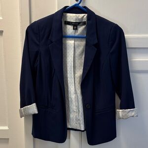 Kensie Women's Dark Blue Blazer with Polka Dot Lining